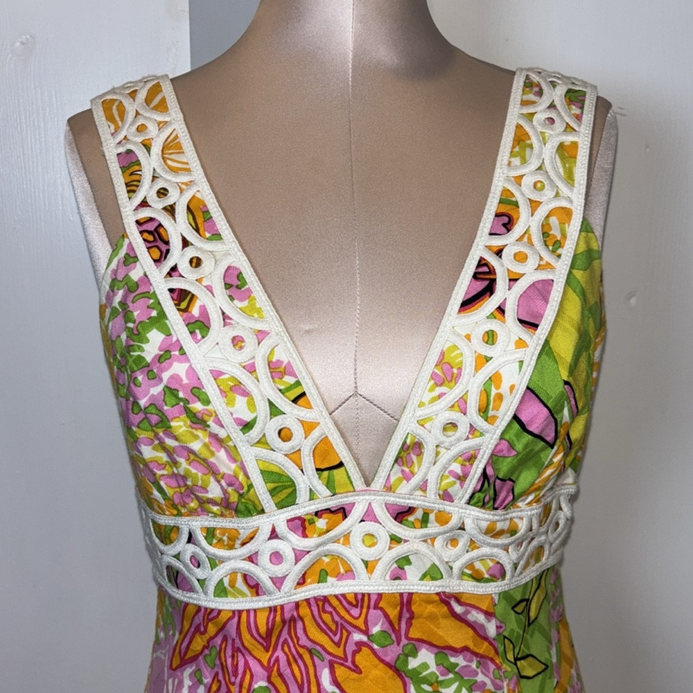 Trina Turk Tropical Print Cotton Shift Dress Size 4 - Picture 2 of 12